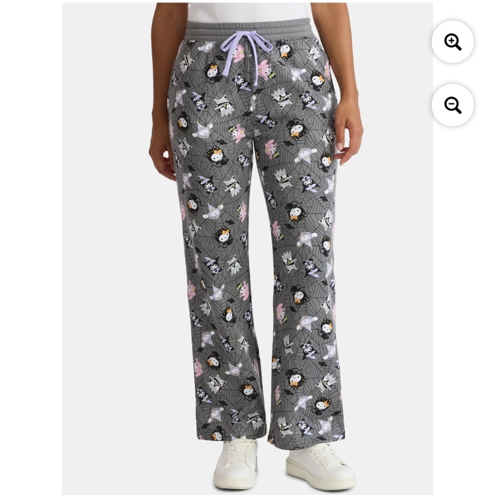 Hello Kitty Women’s Pewter Print Fleece Joggers Pants Size Small NWT - Picture 2 of 7